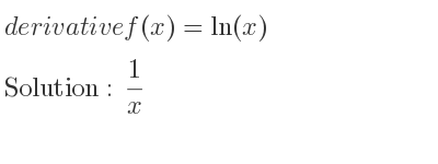 The derivative of f(x)=ln(x) is 1/x